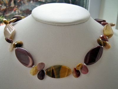 Mookite (australian jasper) and sterling silver necklace