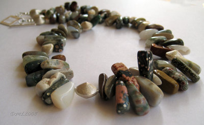 ocean jasper and brushed sterling silver necklace