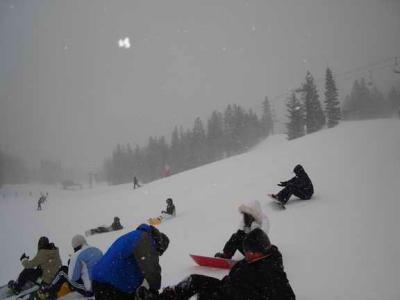 at the top of the slope