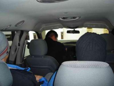 in the van
