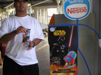 Ah, again, with his ice cream.  this time a Darth VAder one...