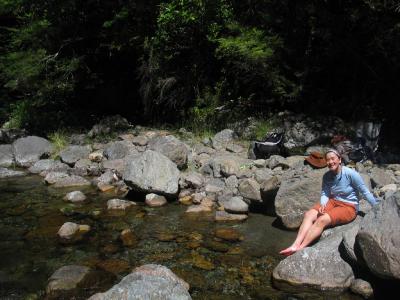 Resting sore feet on the way in to Mt Somers