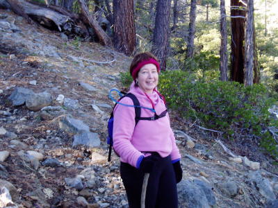 Cathy on the trail.