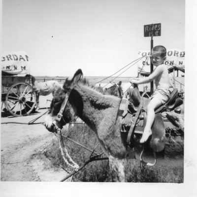Doyle on donkey ride New Mexico Jun3 1959.jpg