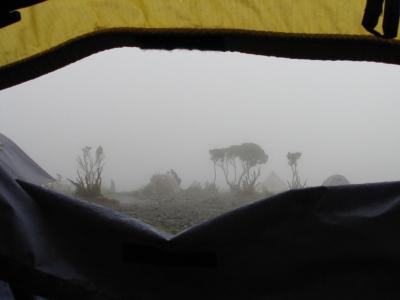 Listening to the rain in the tent.