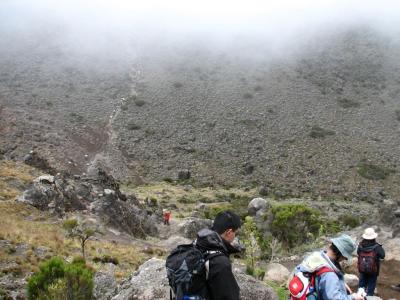 Going down to camp site for day 4 -- in everyone's mind, is to get ready for the midnight summit hike.