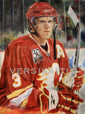 This is an 18 x 24 mixed media painting of Dion Phaneuf. It was finished on January 15, 2010.
All Images copyrighted by Versikaitis- The Art of Sport.
For pricing and to email Joe  Click here .


