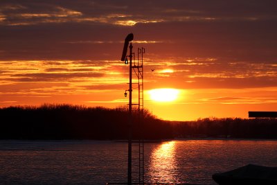 Sunset over the Mississippi at Lock & Dam 18