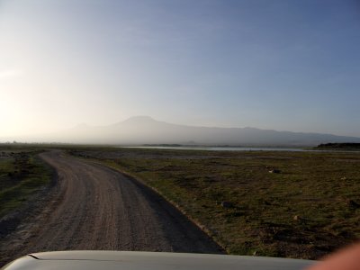 At Amboseli: Kilimanjaro in the distance
