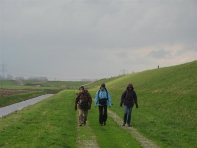 Aan de landzijde van de Oosterscheldedijk