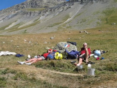 pauze nabij de refuge de l'Alpe