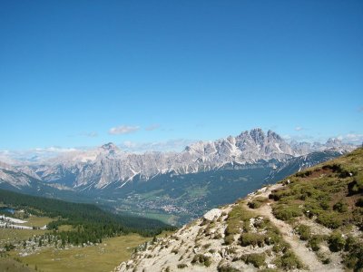 Vanaf Forcella Ambrizzola: in de diepte Cortina d'Ampezzo