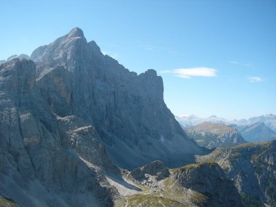 Zicht vanaf top op noordwestwand Civetta
