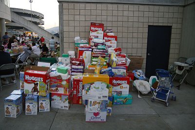 People donated hundreds of diapers