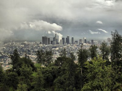 Downtown Los Angeles after a rain storm