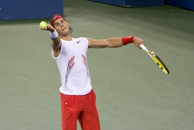 Nadal serving.