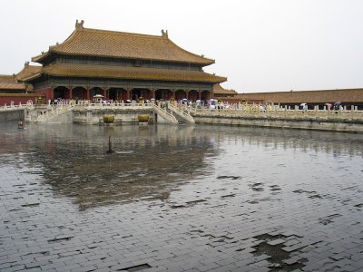 Forbidden City in the rain.