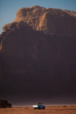 Jeep with Jebel Rum looming in the background.