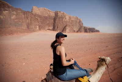 Laura in front of Jebel Rum.