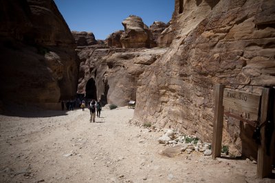 Entrance to the Siq, the narrow canyon leading to the Treasury and the rest of Petra.