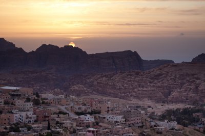 Sunset over Wadi Musa, the town just outside of Petra.