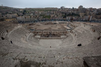 View from the top of the Roman Theater, with the Citadel looming on the hill in the background.