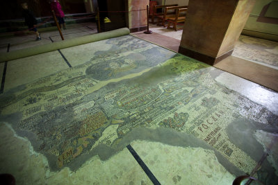 Mosaic map in the Greek Orthodox church at Madaba.