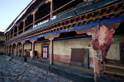 Big slab of Yak outside monk living quarters.