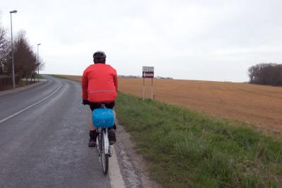 Agricultural land from Calais to Abbeville, 132km. Photo taken while riding, one hand on handlebar, 1 hand on camera.