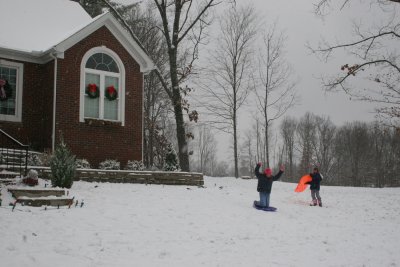 Sledding in the front yard