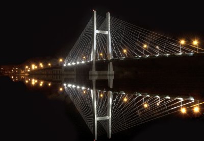 Burlington Iowa Bridge at Night