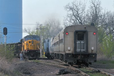 Amtrak Passes Freight in Siding