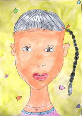 self-portrait, Nancy, age:6