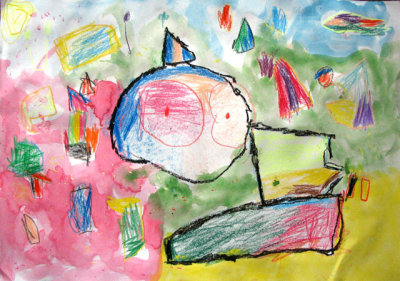 abstract painting, Simon, age:5.5