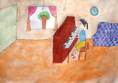 playing piano, Celina, age:7.5