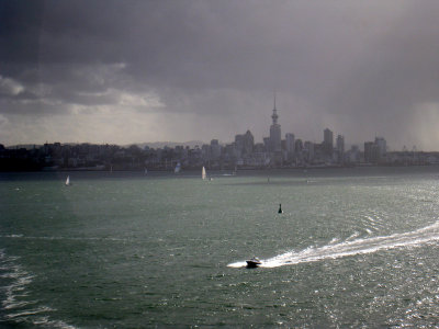 AUCKLAND, NEW ZEALAND, 15 FEBRUARY 2008 - Aucklands city skyline on a very cold day 15.2.08