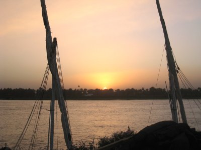 Sunset over the river Nile, Luxor, Egypt