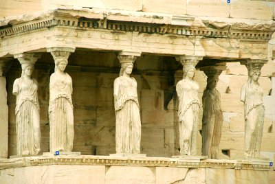 Erectheon a marble temple built to honour the goddess Athena and the sea god Poseidon