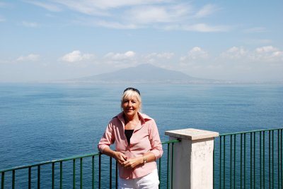 Rene in Sorrento with Mt. Vesuvius in the background 13.4.2008