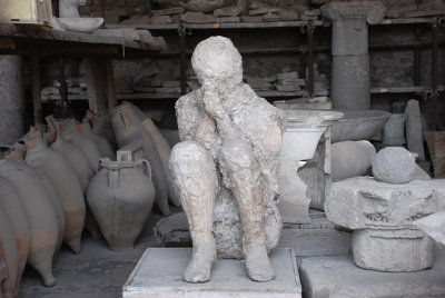 Plaster cast of a person caught in the lava flow