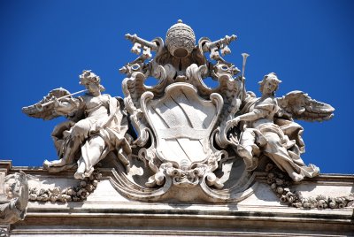 The very top of the Trevi Fountain
