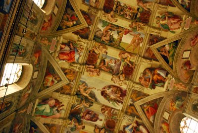 The ceiling of the Sistine Chapel - Michelangelo's famous frescoes