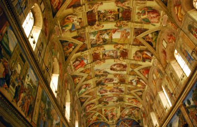 The ceiling of the Sistine Chapel - Michelangelo's famous frescoes