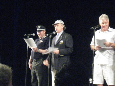The crew's play depicting a radio show acted on stage on the Queen Victoria 7.3.2008