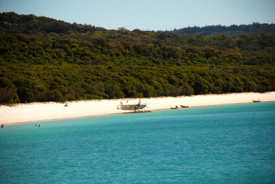 Plane just about to take off from Whitehaven Beach