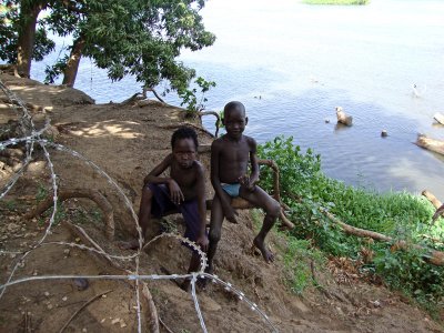 Boys on the banks of the White Nile River