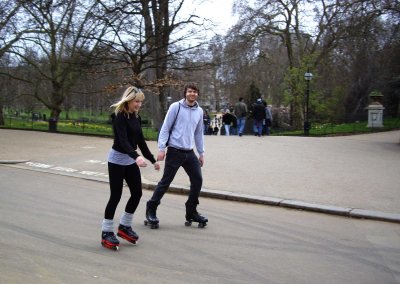 Roller blading in  Hyde Park