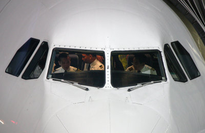 Pre-flight. PAL Airbus 340 pilots.