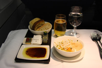 Bread bowl and appetizer selections