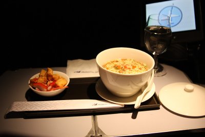 Mid-flight refreshment:  Asian Noodle Soup